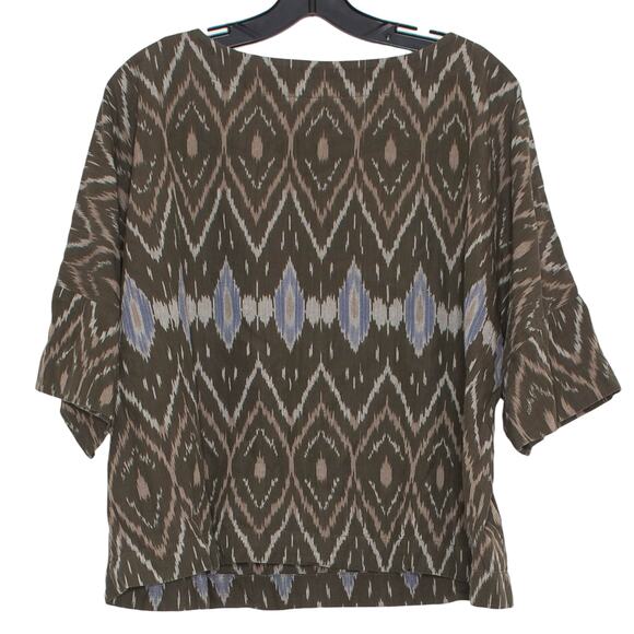 Pure J Jill Top Oversize Boho Western Earthy Minimalist Retro Ikat Medium Petite - Picture 2 of 6